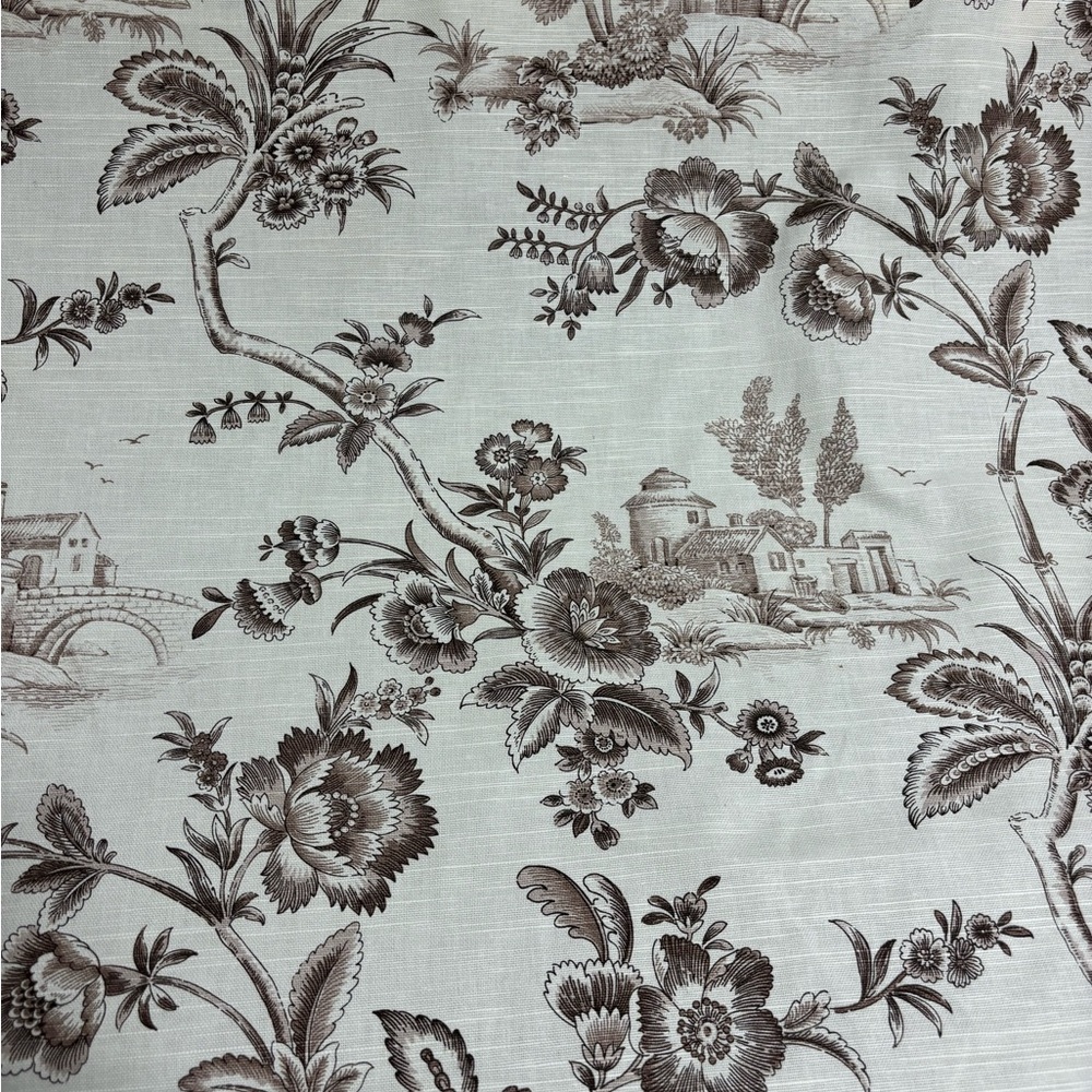 Jay Yang Towbridge Toile Floral Fabric in Brown Fabric